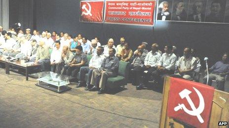 Members of the newly formed Communist Party of Nepal - Maoist