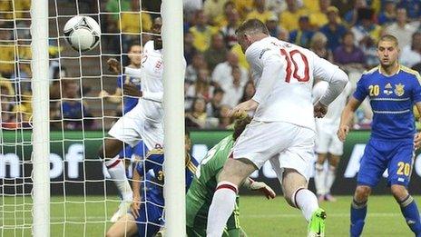 Wayne Rooney scores for England