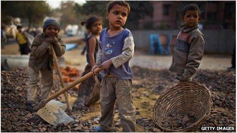 Children working in India (file pic)