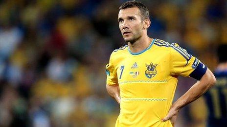 Andriy Shevchenko playing for Ukraine