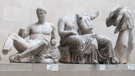 Parthenon pediment figures in the British Museum