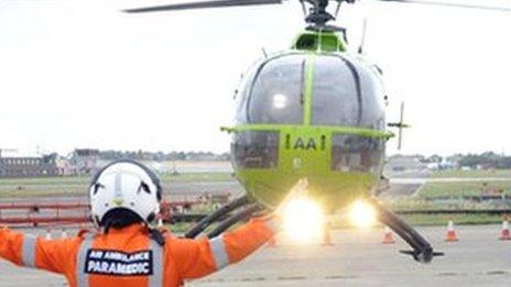 A Great Western Air Ambulance helicopter landing