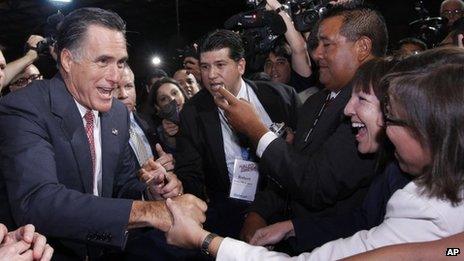 Mitt Romney meets leaders at the NALEO conference 21 June 2012