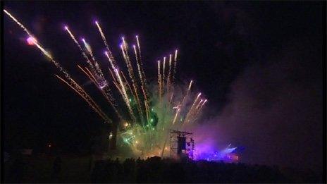 Fireworks shot through the skies in Windermere