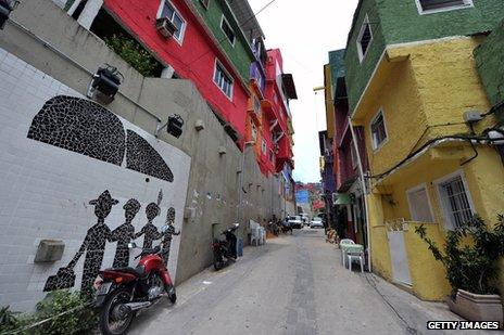 One of the new paved streets in the favela