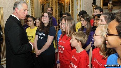 Prince Charles meets members of WNO's Singing Club - photo by Paul Burns