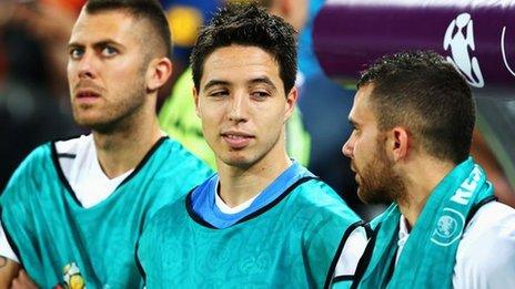 France midfielder Samir Nasri (centre)