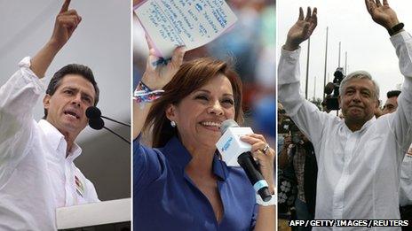 Enrique Pena Nieto (left) Josefina Vazquez Mota (centre), Andres Manuel Lopez Obrador (right)