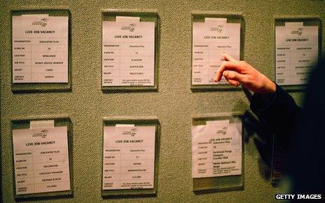 Job adverts at a jobs fair