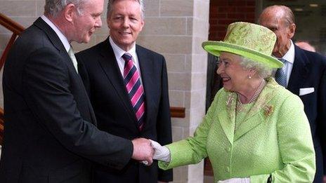 The Queen and Martin McGuinness shake hands