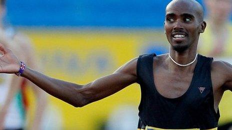 Mo Farah runs for victory at the Olympic Trials in Birmingham