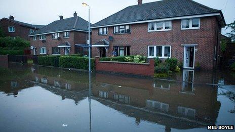 Flooded Ladas Drive, East Belfast