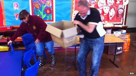 Flooded classroom