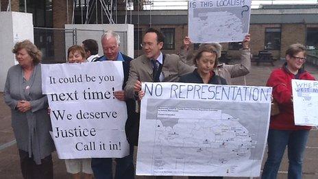 King's Lynn incinerator protesters outside of County Hall, Norwich