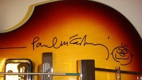 Guitar signed by Paul McCartney