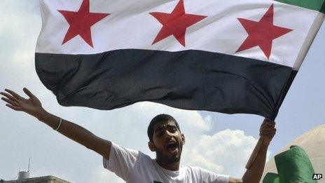 An anti-Syrian protester in Tripoli, Lebanon. Photo: June 2012