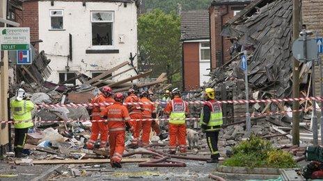 Rescue team at the blast site