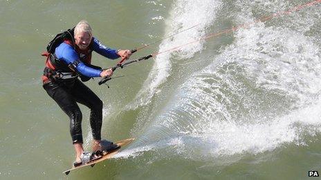 Sir Richard Branson completing world record