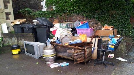 Rubbish dumped outside a residence in Bristol