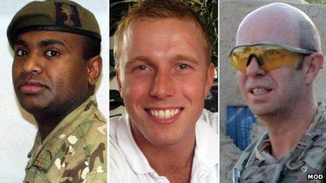 (From left to right) Guardsman Tuisovurua, Guardsman Roderick and WO2 Thomas