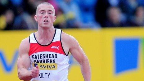 Patrick Kilty heads for the victory line