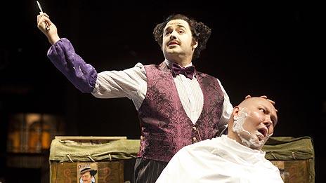 Jason Manford with unnamed co-star in Sweeney Todd. Photo by Helen Maybanks