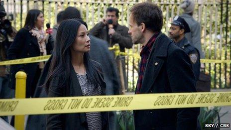 Lucy Liu and Jonny Lee Miller in Elementary