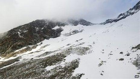 An aerial view of the Lagginhorn mountain near Saas-Grund