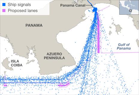 Panama shipping lanes infograhic