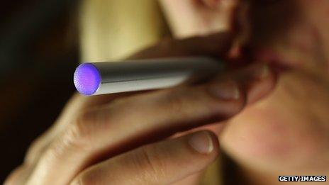 Woman smoking an electronic cigarette