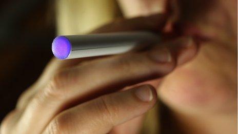 Woman smoking an electronic cigarette