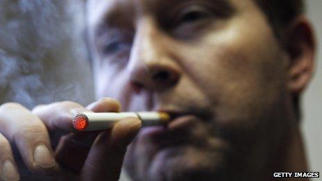 Man smokes a device called 'supersmoker', made available to the Dutch market (2008)