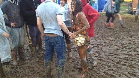 Girl covered in mud