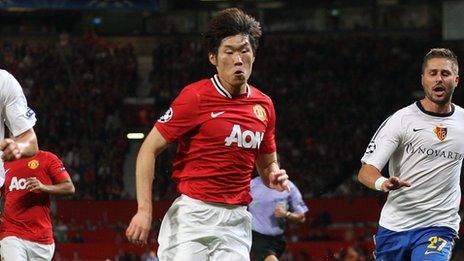 Park Ji-sung in action for Manchester United