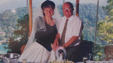 Christine and Wilfrid Kirkham on their wedding day in 1995