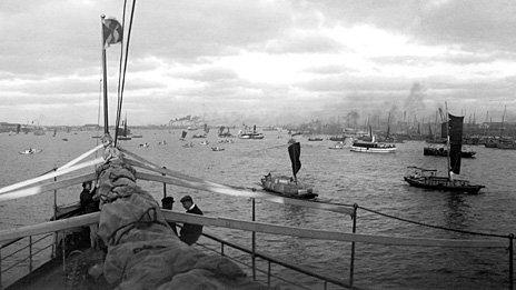 China Navigation Company ship on Whangpoo River, Shanghai, c.1906.