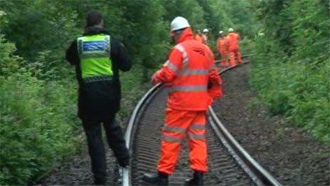 Line near rail derailment