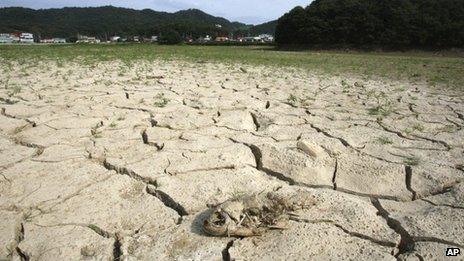 Dry reservoir in Seoul, South Korea