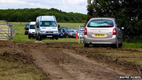 Muddy car parks at the Kent County Show