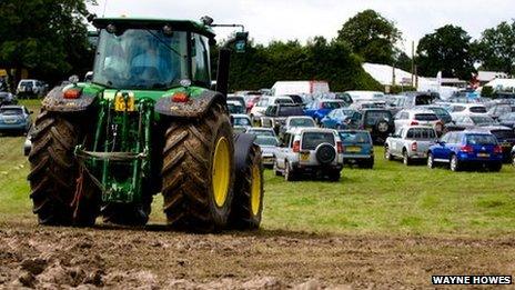 Muddy car parks at the Kent County Show