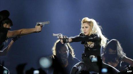 Madonna on stage at the Stade de France, Paris, 14 July