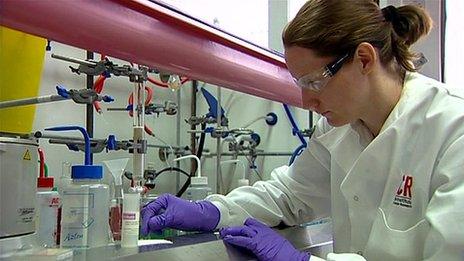 A scientist working on cancer immunology research