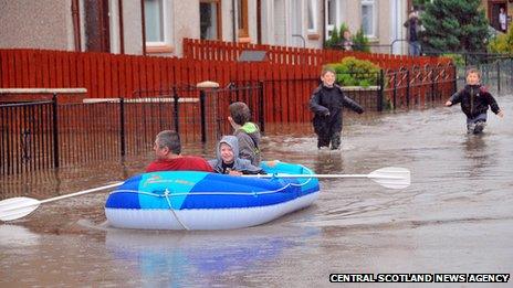 Family in dinghy in Sauchie