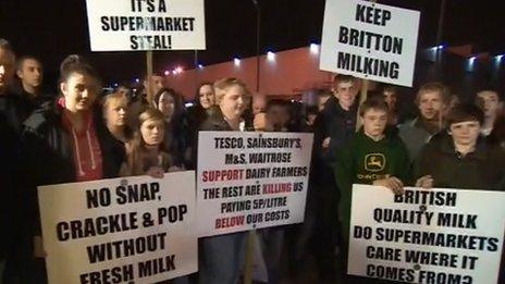 Protesters at the Arla site in Leeds