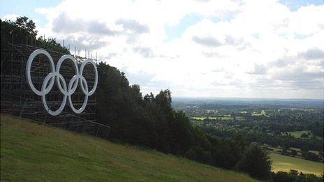 Olympic rings at Box Hill