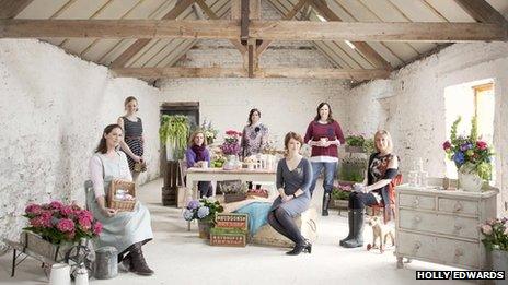 The original seven members of the Female Professional Creatives (Clwyd)