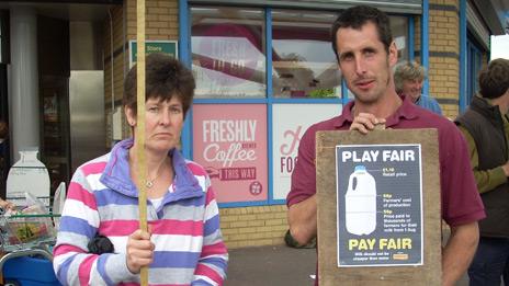 Farmers protesting against milk prices