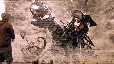 Mural of Johnny Depp painted by Darren Cullen