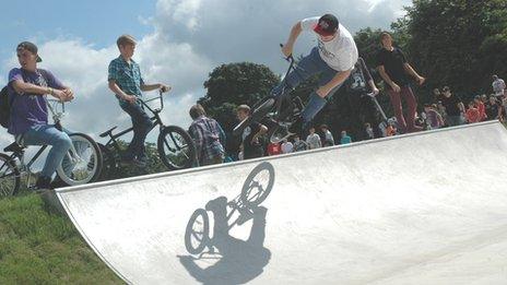 A man on a BMX bike