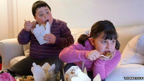 Children eating fast food